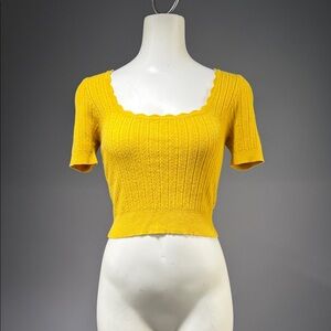 Vibrant Yellow Ribbed Crop Top (rack2)